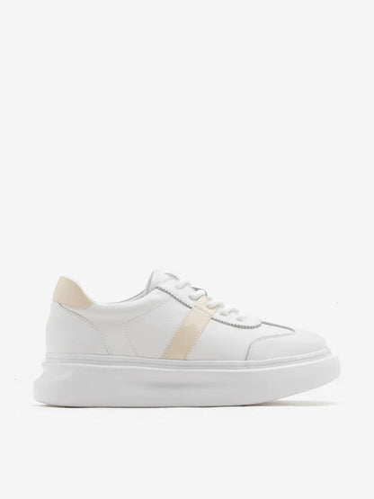 PAZZION, Bailey Accent Leather Sneakers, Almond