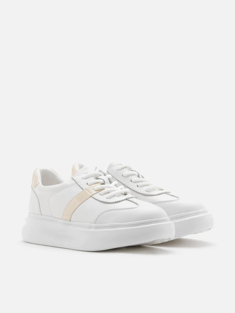 PAZZION, Bailey Accent Leather Sneakers, Almond