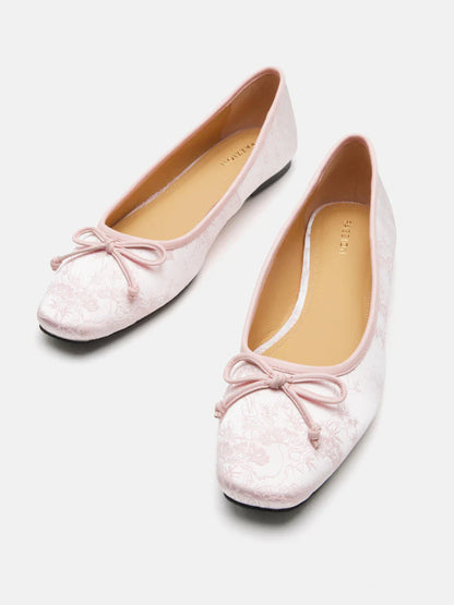 PAZZION, Beatrice Bow Embossed Flats, Pink