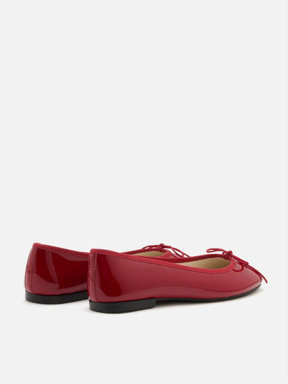 PAZZION, Belmara Bow-Tied Leather Ballet Flats, Red