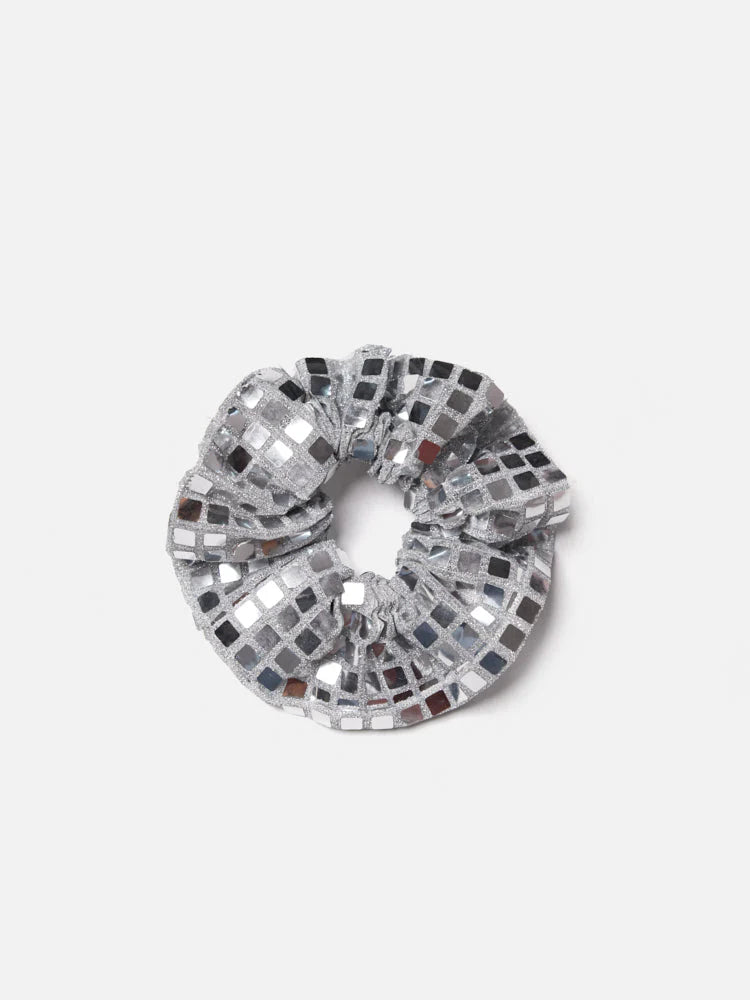 PAZZION, Beth Sequins Scrunchie, Silver