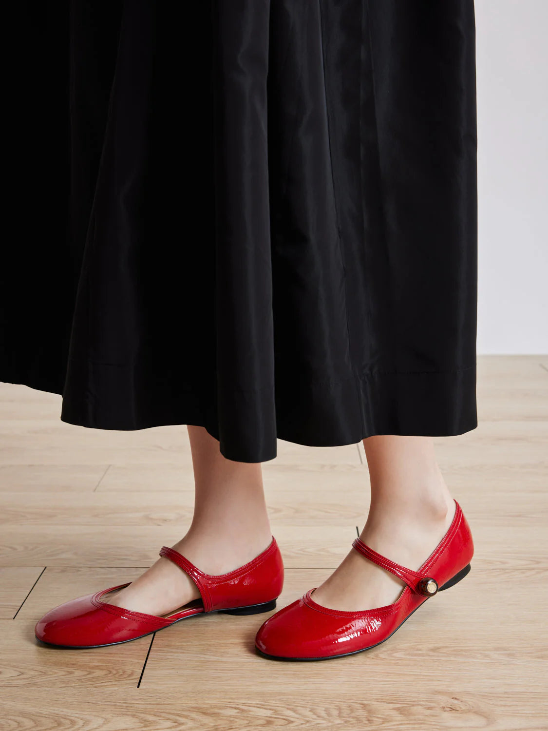 PAZZION, Bette Beaded Buckle Mary Janes, Red