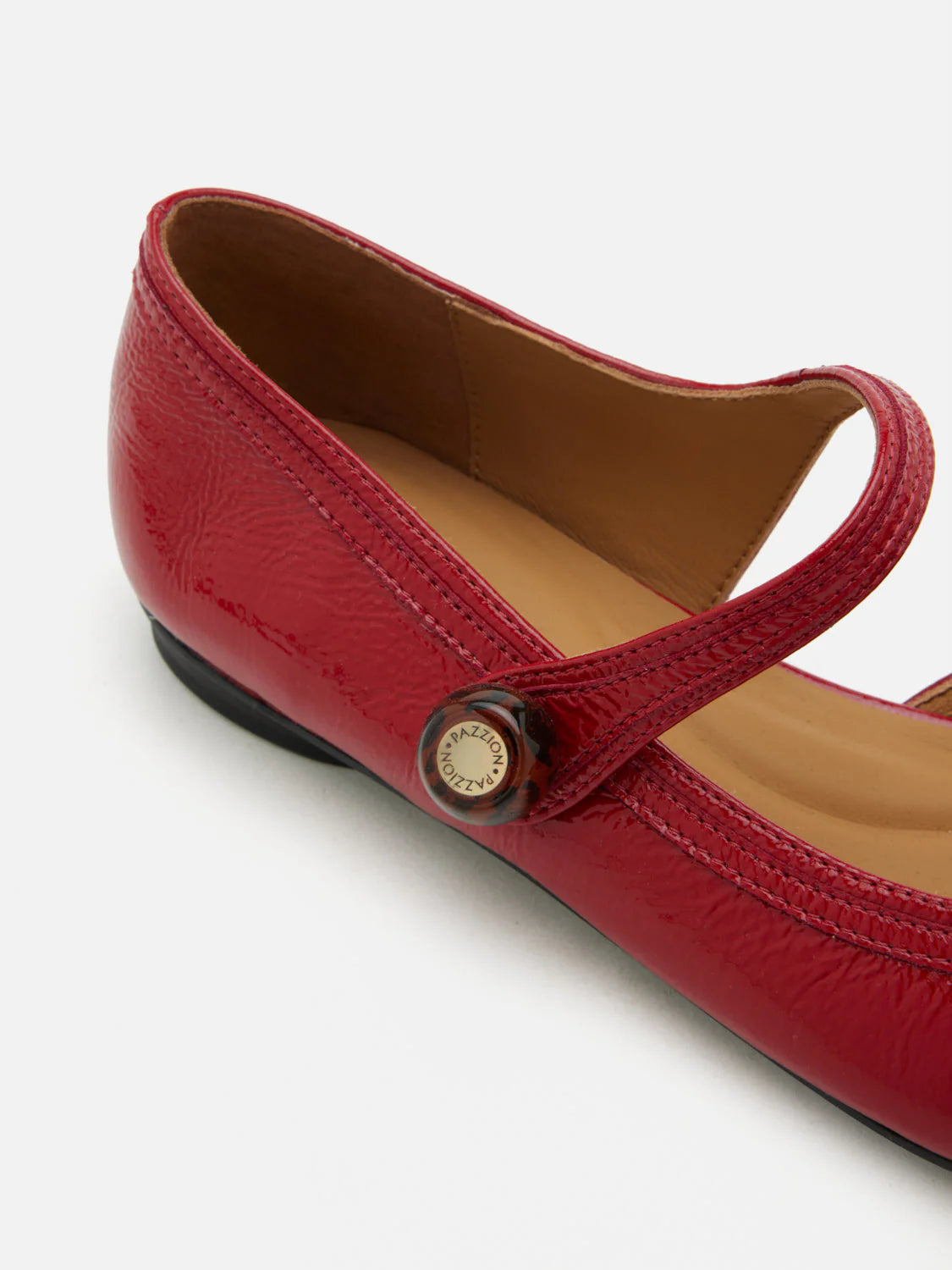 PAZZION, Bette Beaded Buckle Mary Janes, Red