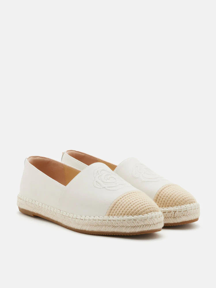 PAZZION, Brea Embossed Espadrille Flats, Beige