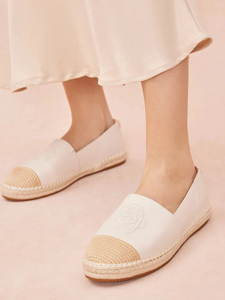 PAZZION, Brea Embossed Espadrille Flats, Beige