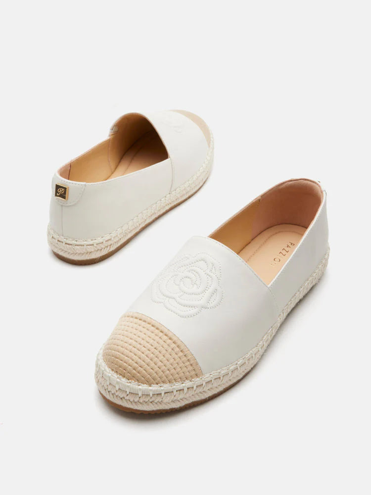 PAZZION, Brea Embossed Espadrille Flats, Beige