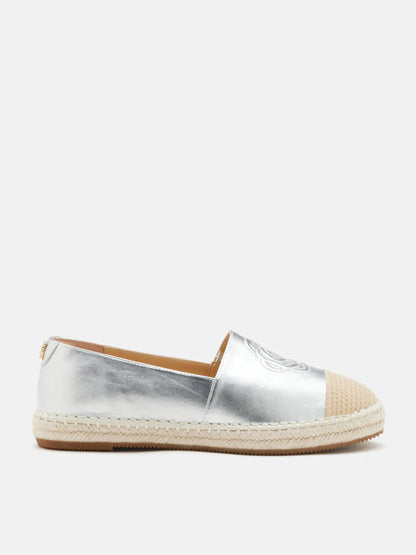 PAZZION, Brea Embossed Espadrille Flats, Silver