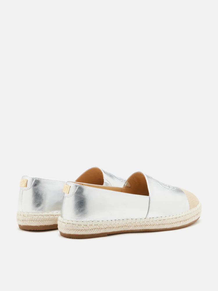 PAZZION, Brea Embossed Espadrille Flats, Silver