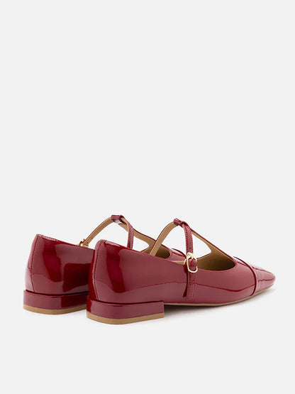 PAZZION, Brielle Patent T-Bar MaryJanes, Wine