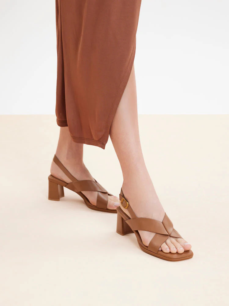 PAZZION, Calla Pillow Strappy Heels, Brown