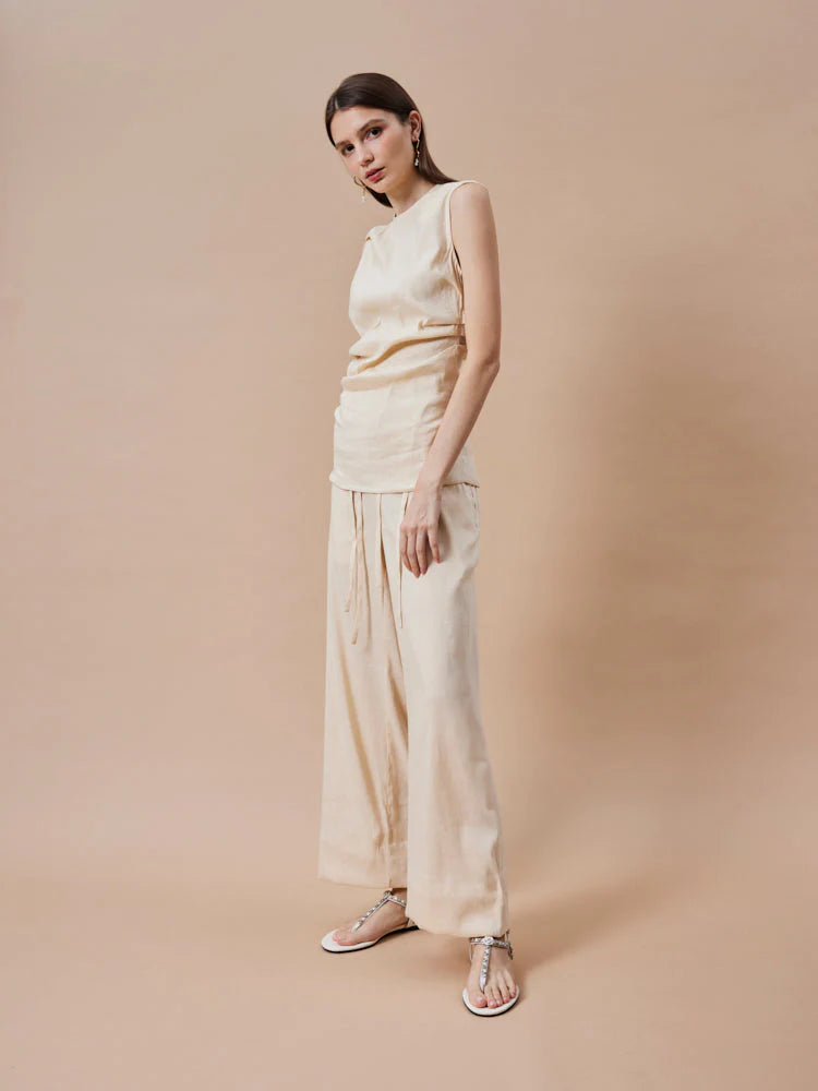 PAZZION, Camelia Embellished T-bar Sandals, Beige
