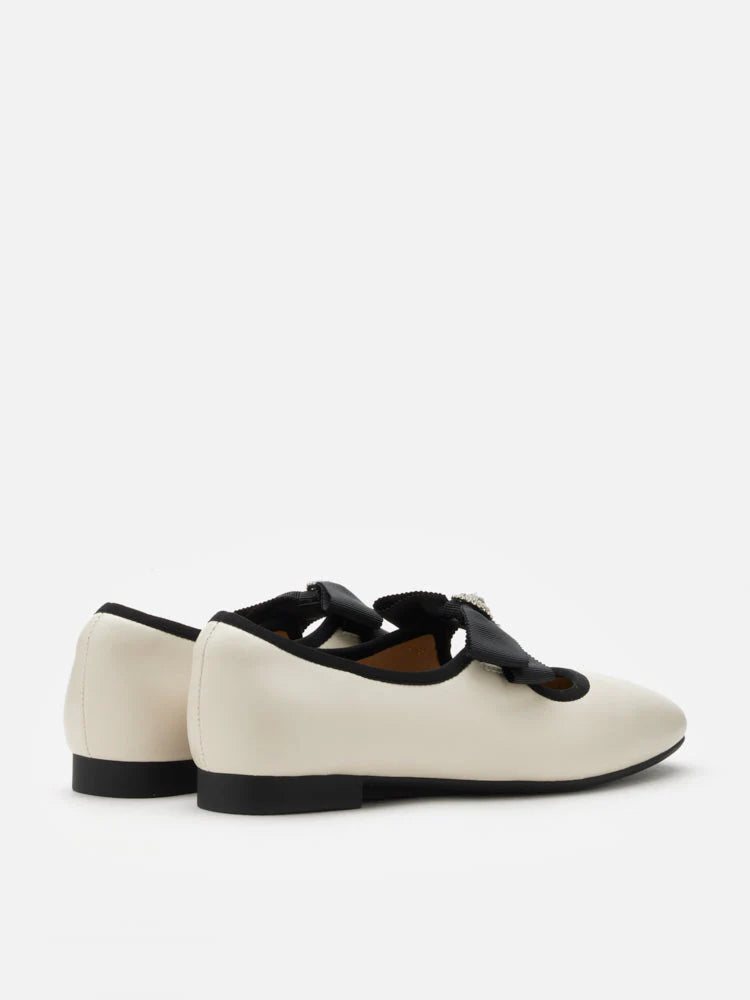 PAZZION, Camilla Diamante Bow Flats, Beige