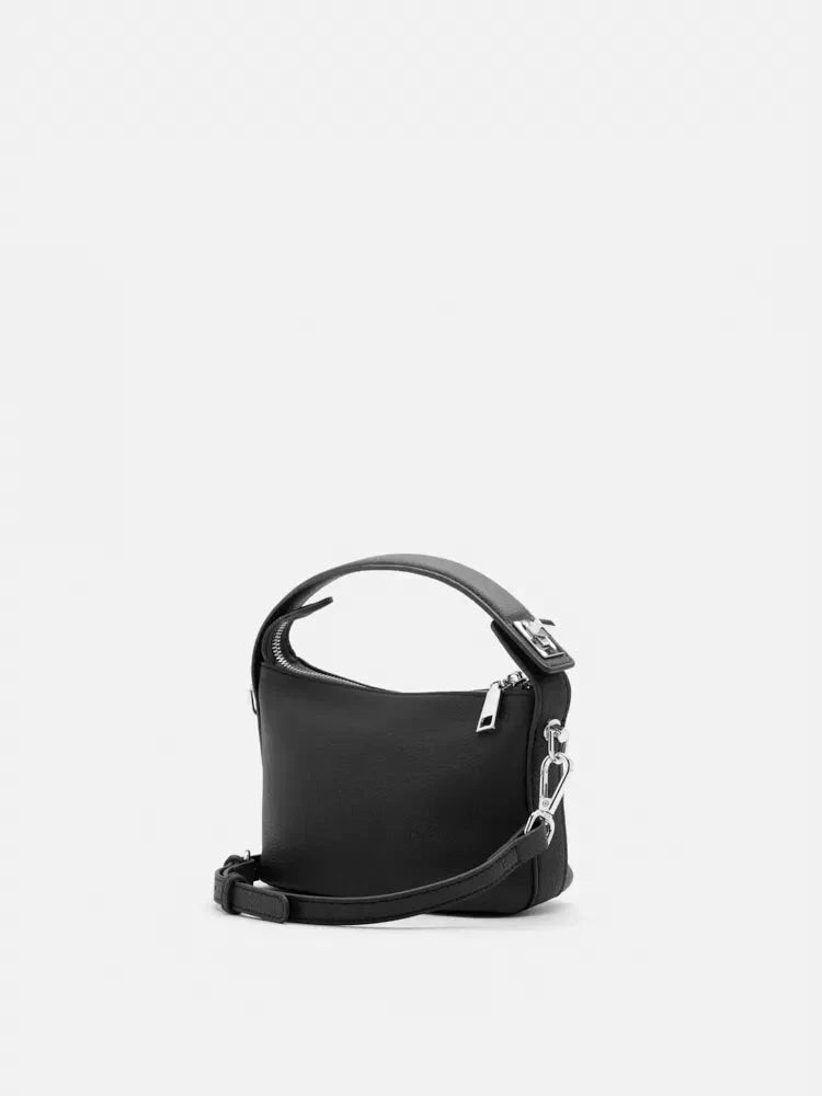 PAZZION, Cara Twist Lock Handle Bag, Black