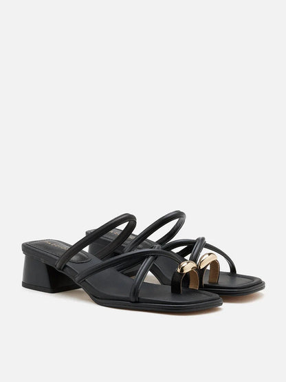 PAZZION, Carmen Toe-Ring Sandal Heels, Black