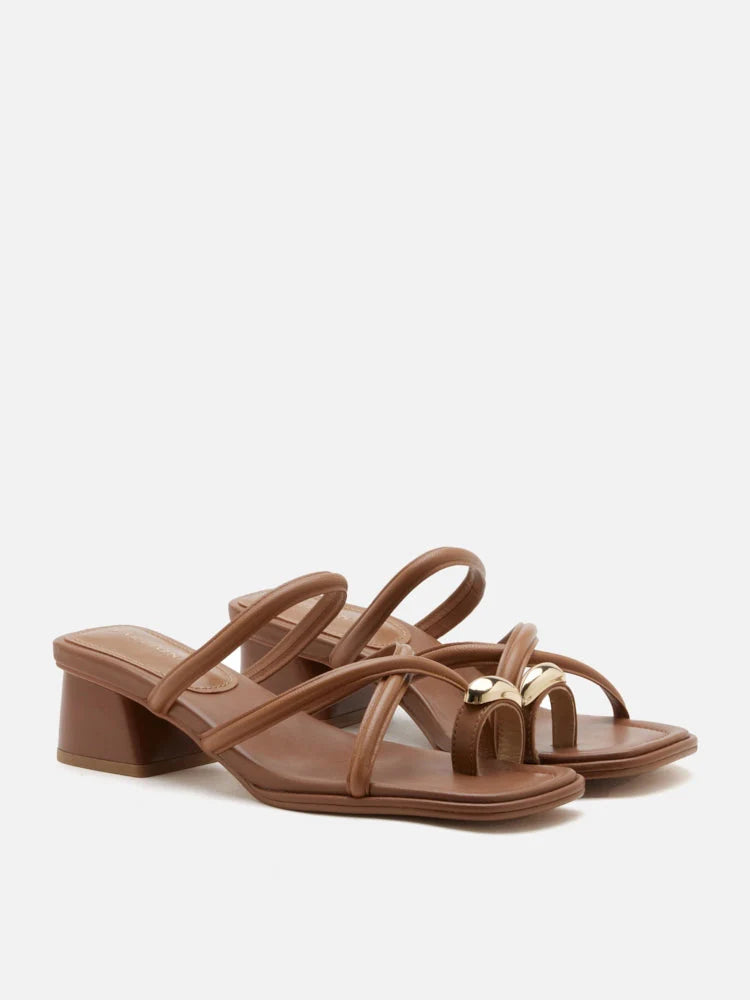 PAZZION, Carmen Toe-Ring Sandal Heels, Brown