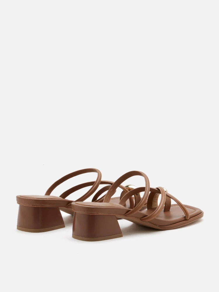 PAZZION, Carmen Toe-Ring Sandal Heels, Brown