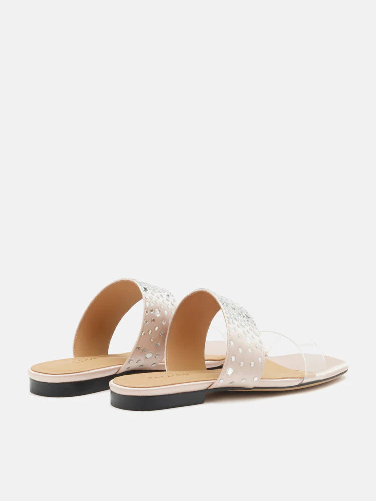 PAZZION, Carolina Crystal Embellished Slides, Almond