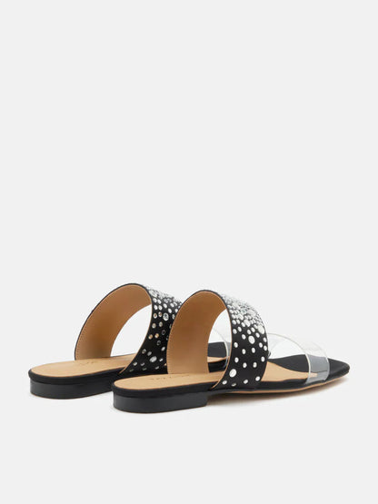 PAZZION, Carolina Crystal Embellished Slides, Black