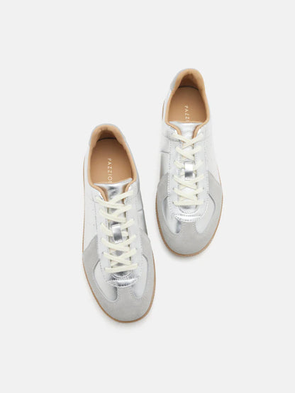 PAZZION, Caryn Lace Up Low Top Sneakers, Silver