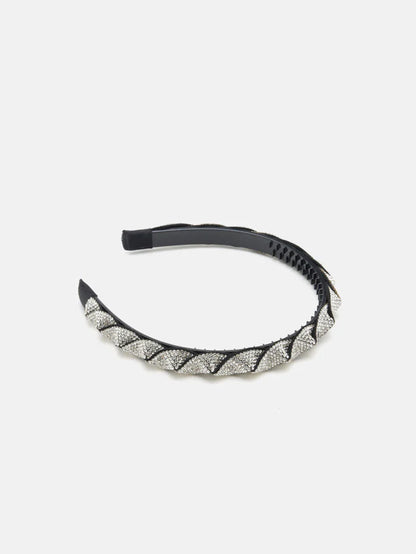 PAZZION, Casey Crystal Embellished Twisted Hair Band, Silver