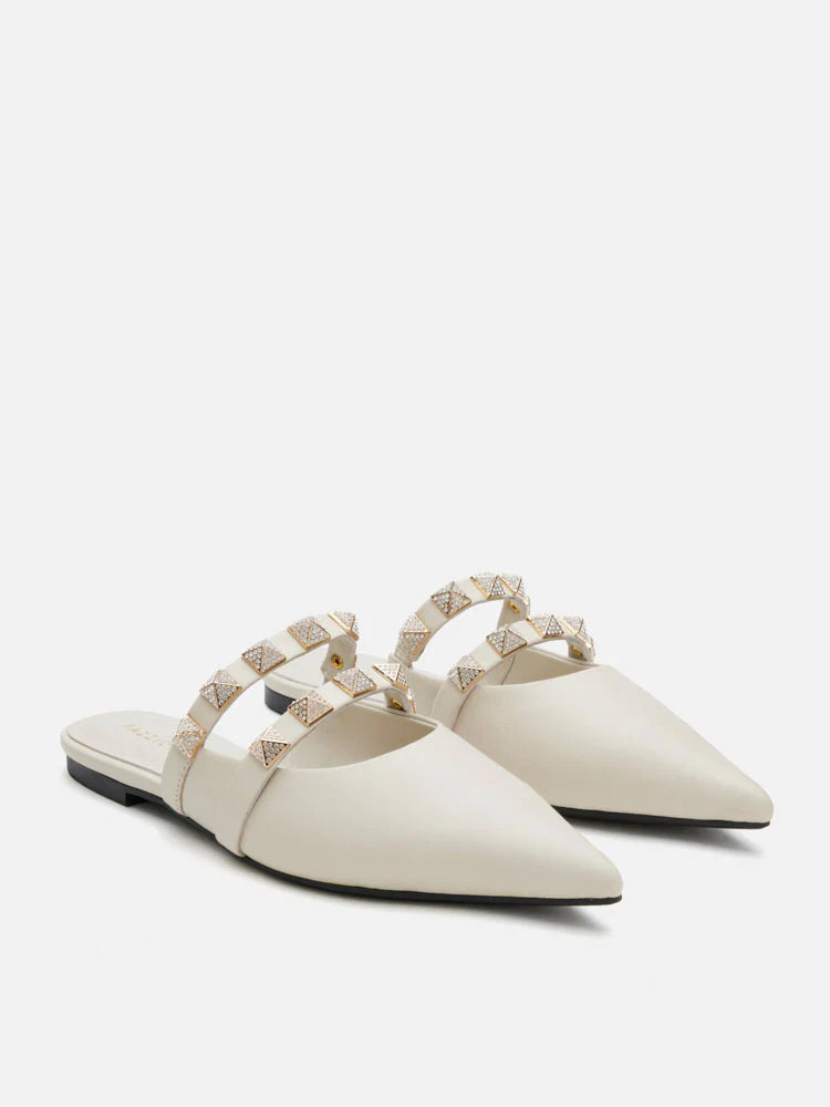 PAZZION, Caterina Studded Mules, Beige