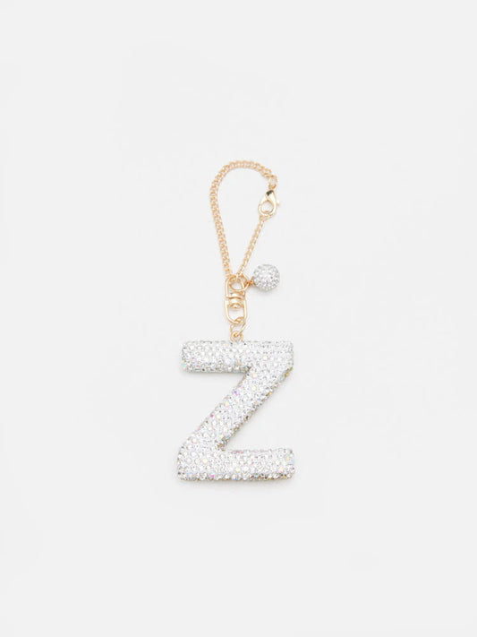PAZZION, Celestia Crystal Embellished Z Keychain, Silver