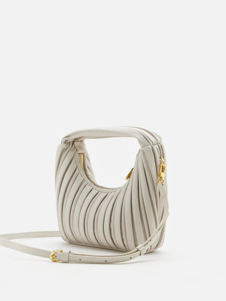 PAZZION, Celia Pleated Bag, Beige