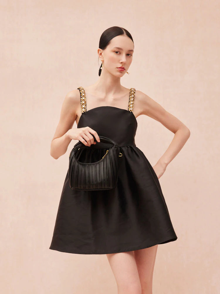 PAZZION, Celia Pleated Bag, Black