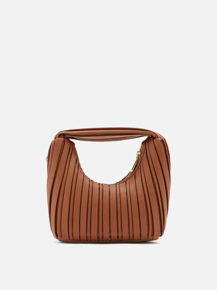 PAZZION, Celia Pleated Bag, Caramel