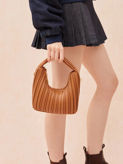 PAZZION, Celia Pleated Bag, Caramel