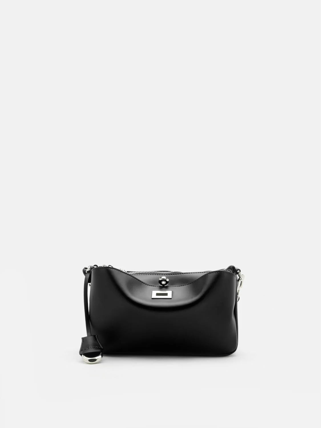PAZZION, Ceralyn Twist Lock Shoulder Bag, Black