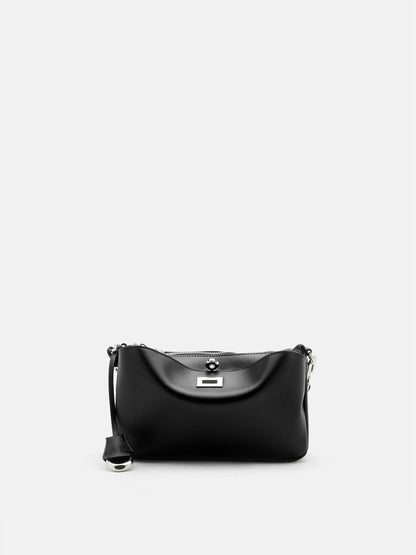 PAZZION, Ceralyn Twist Lock Shoulder Bag, Black