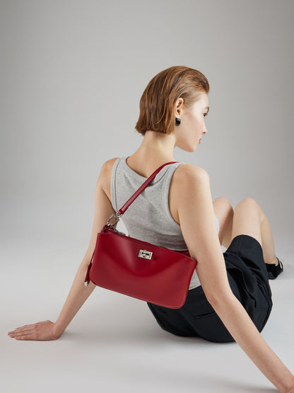 PAZZION, Ceralyn Twist Lock Shoulder Bag, Red