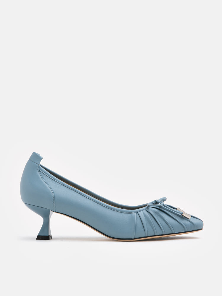 PAZZION, Ciel Ruched Bow Detail Heels, Blue