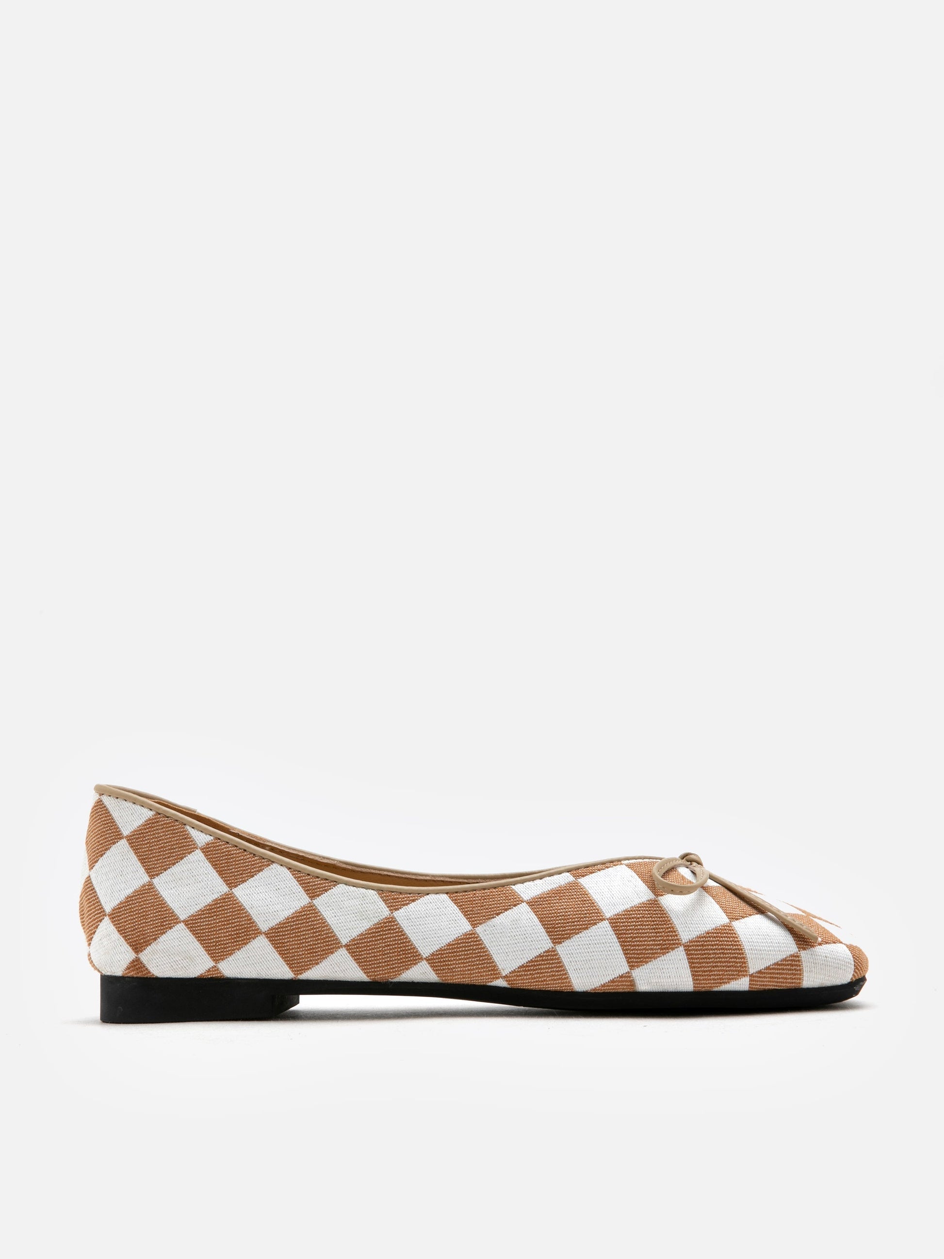 PAZZION, Colette Geometric Patterned Square Toe Flats, Khaki