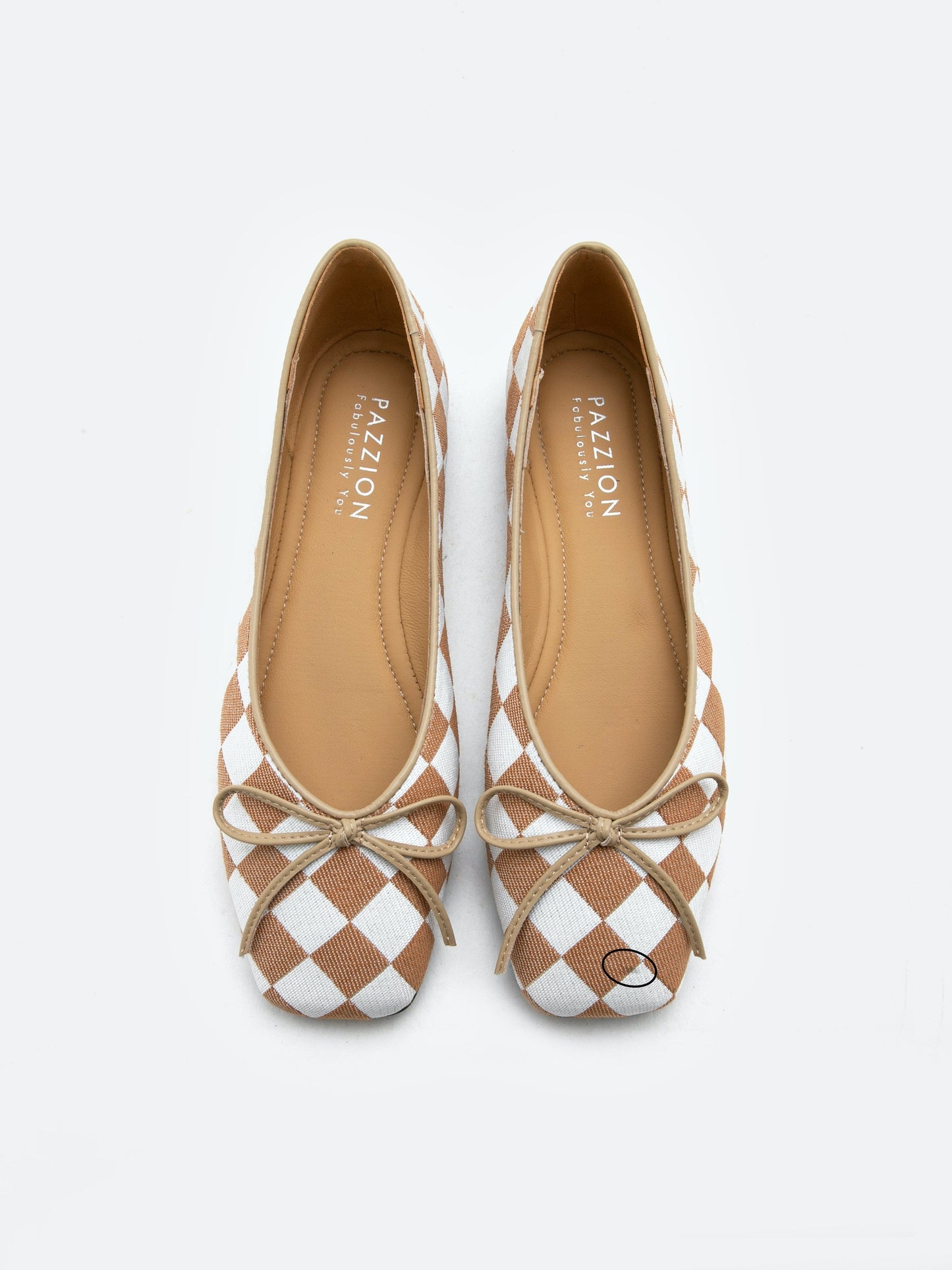 PAZZION, Colette Geometric Patterned Square Toe Flats, Khaki