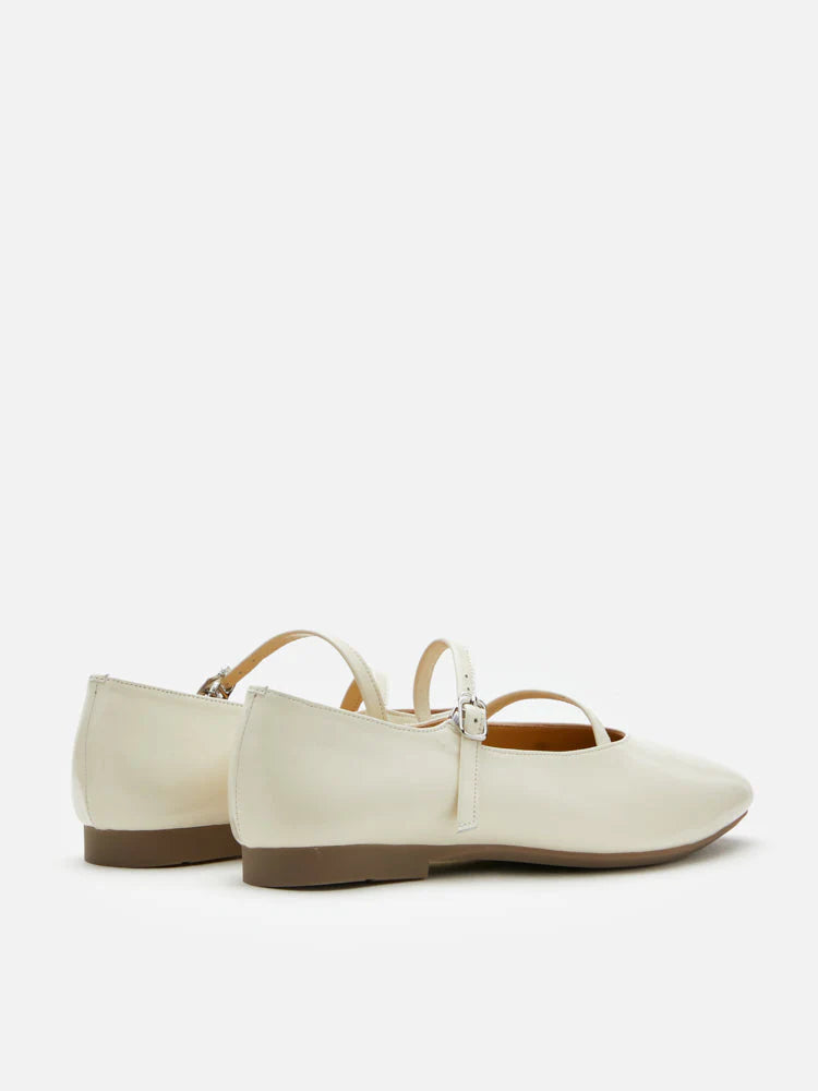 PAZZION, Corinne Glossy Strappy Flats, Beige