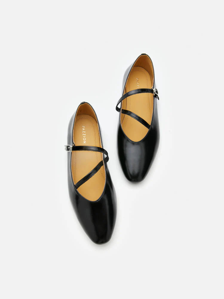 PAZZION, Corinne Glossy Strappy Flats, Black