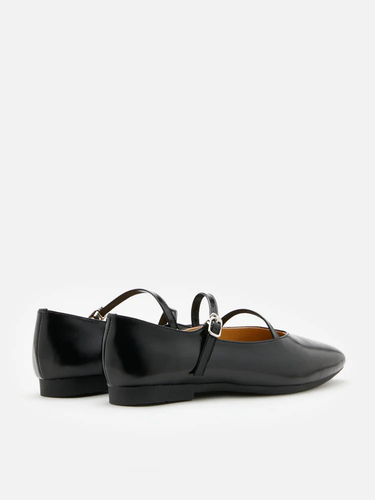PAZZION, Corinne Glossy Strappy Flats, Black