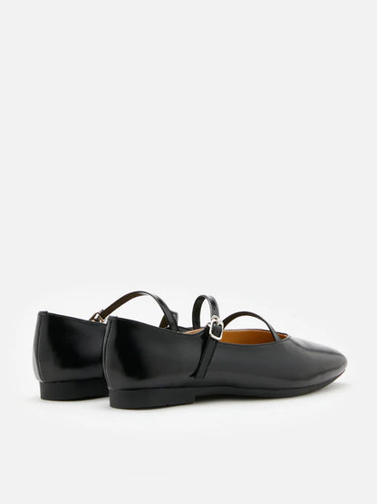 PAZZION, Corinne Glossy Strappy Flats, Black