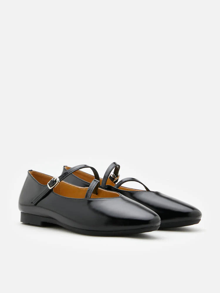 PAZZION, Corinne Glossy Strappy Flats, Black