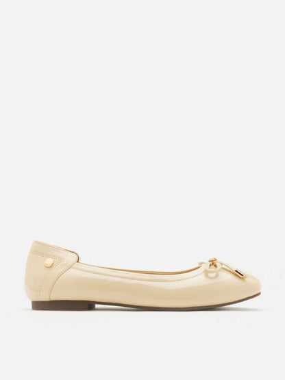 PAZZION, Cosette Patent Bow Ballet Flats, Almond