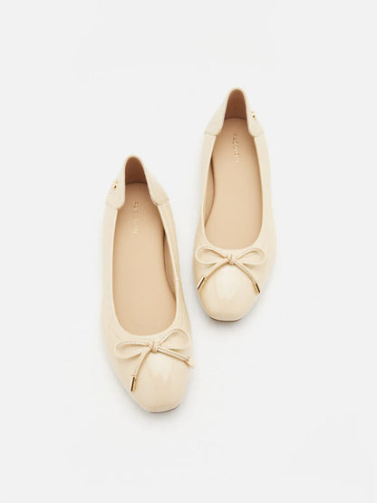 PAZZION, Cosette Patent Bow Ballet Flats, Almond