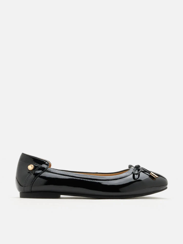 PAZZION, Cosette Patent Bow Ballet Flats, Black