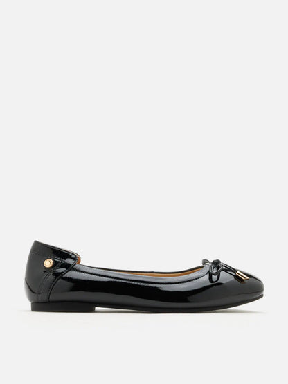 PAZZION, Cosette Patent Bow Ballet Flats, Black