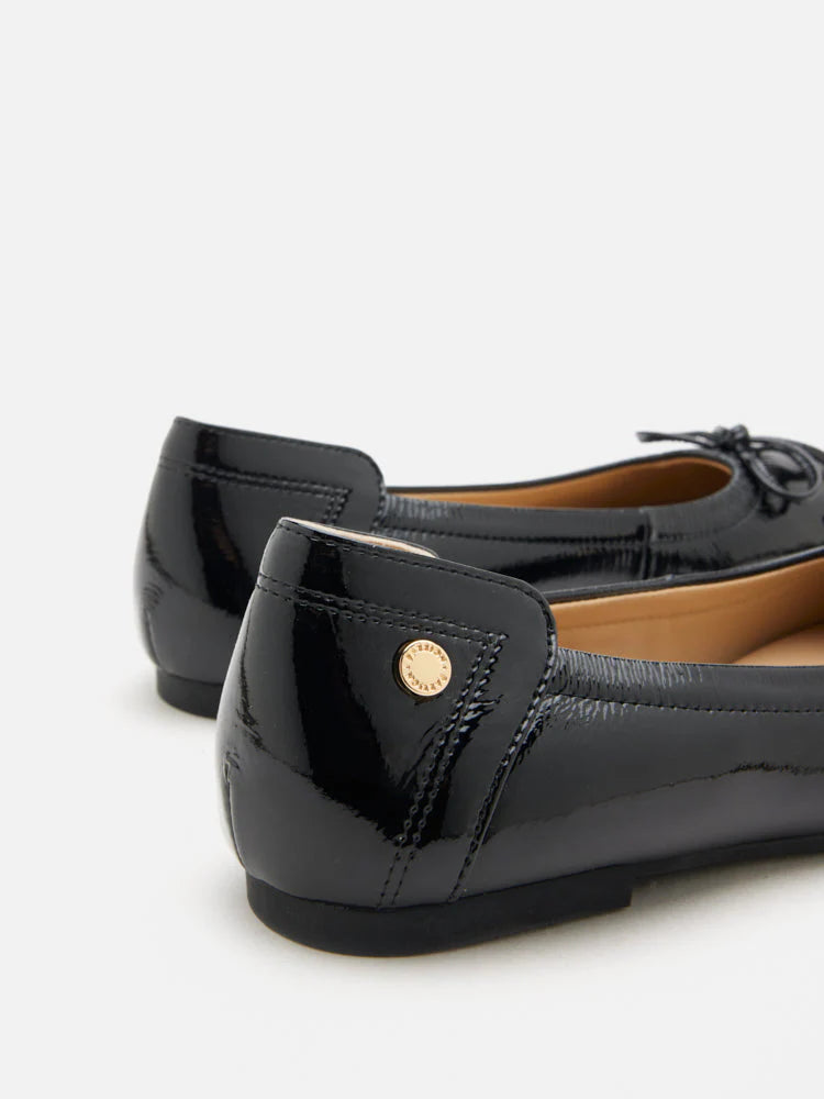 PAZZION, Cosette Patent Bow Ballet Flats, Black