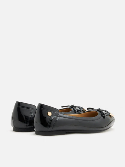 PAZZION, Cosette Patent Bow Ballet Flats, Black