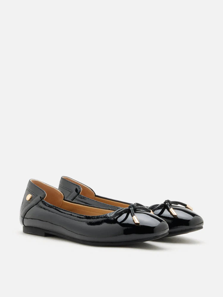 PAZZION, Cosette Patent Bow Ballet Flats, Black