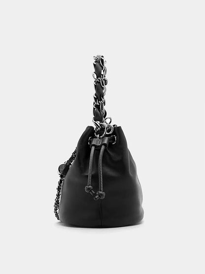 PAZZION, Coty Chained Bucket Bag, Black