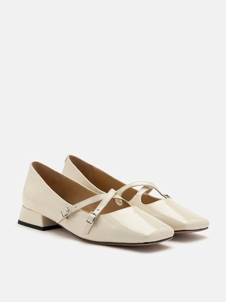 PAZZION, Cressida Square Toe Heels, Beige